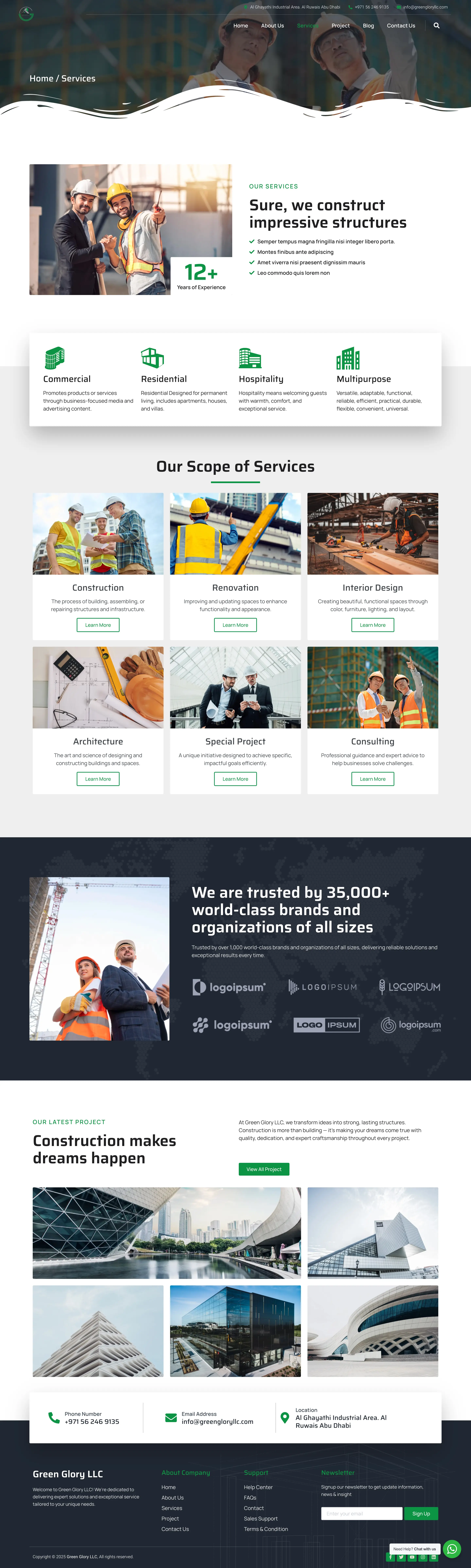 Green Glory LLC Corporate Website Design and Development by Apex Optimise