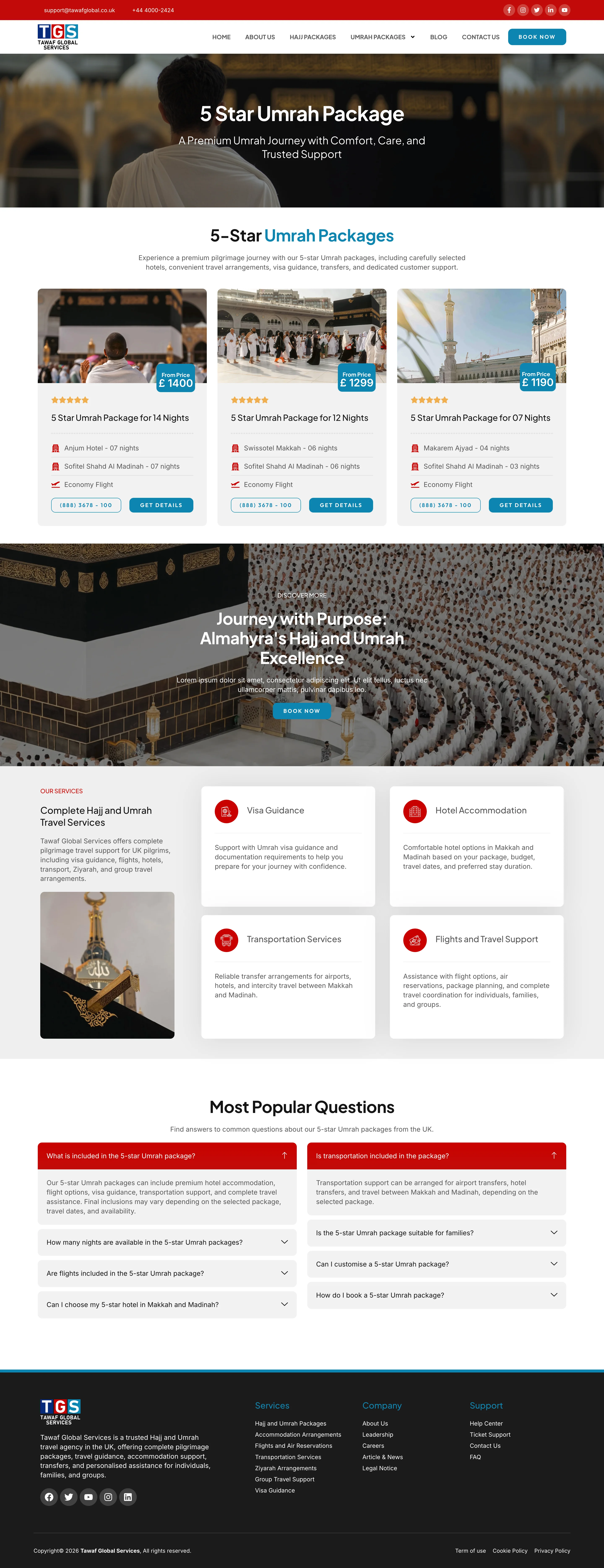 Tawaf Global UK Hajj and Umrah website designed by Apex Optimise