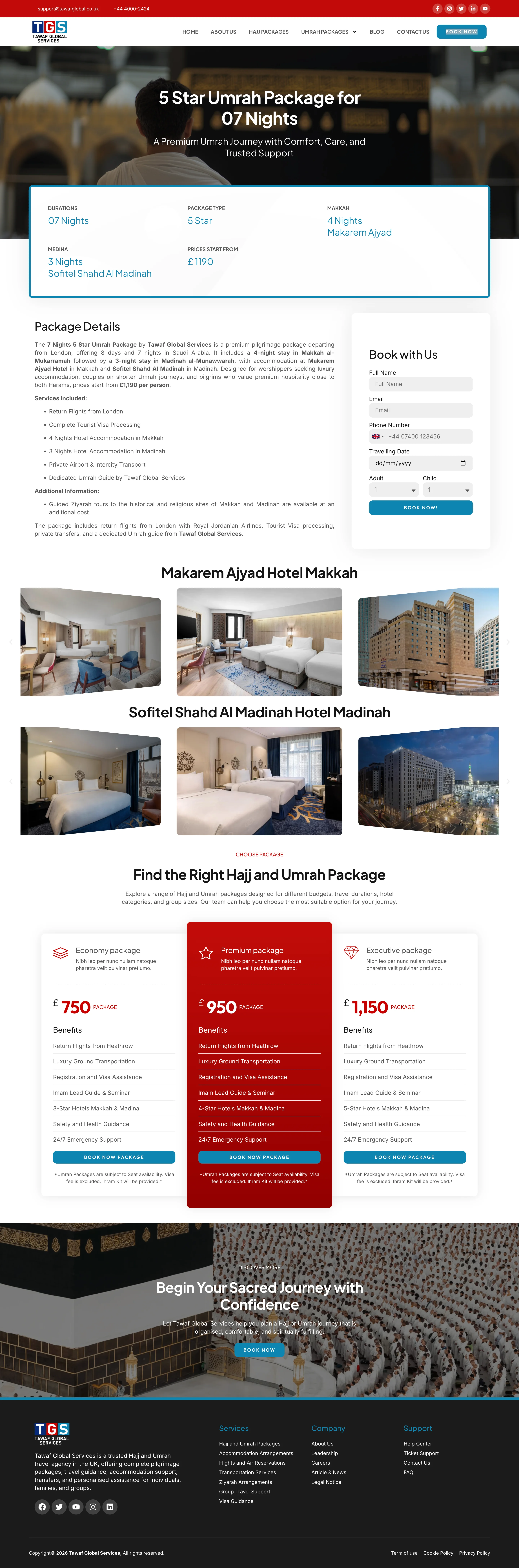 Tawaf Global UK Hajj and Umrah website designed by Apex Optimise