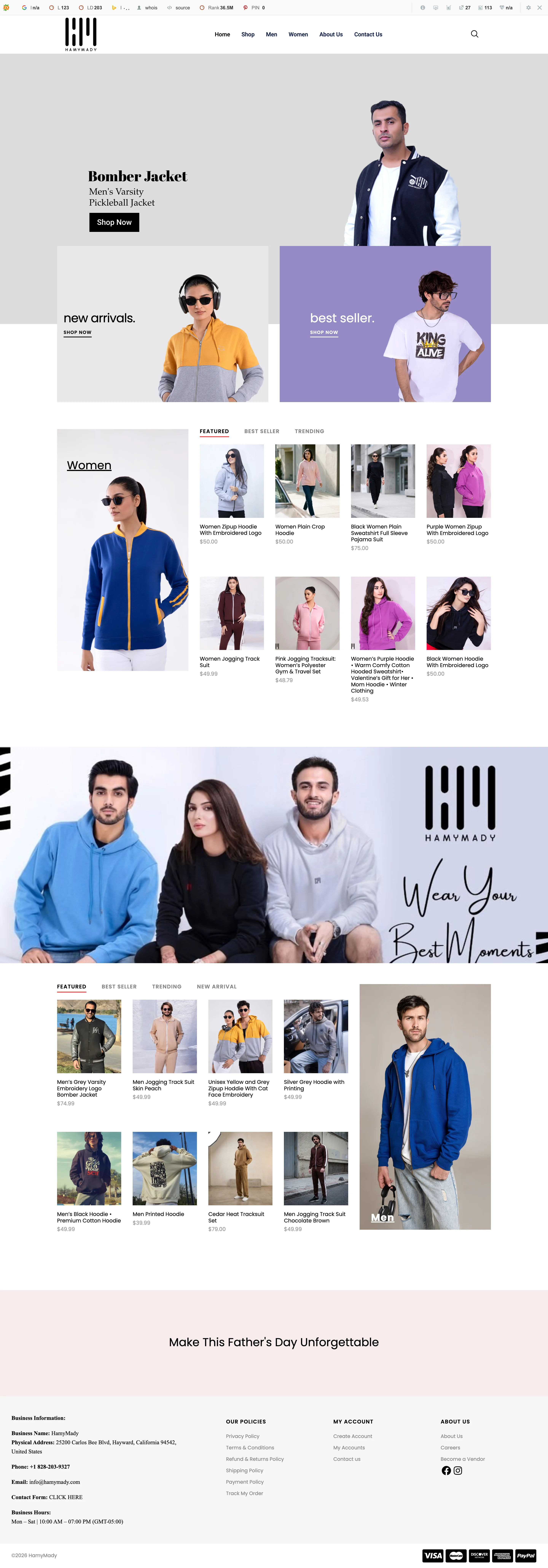 Hamy Mady online clothing store designed and developed by Apex Optimise