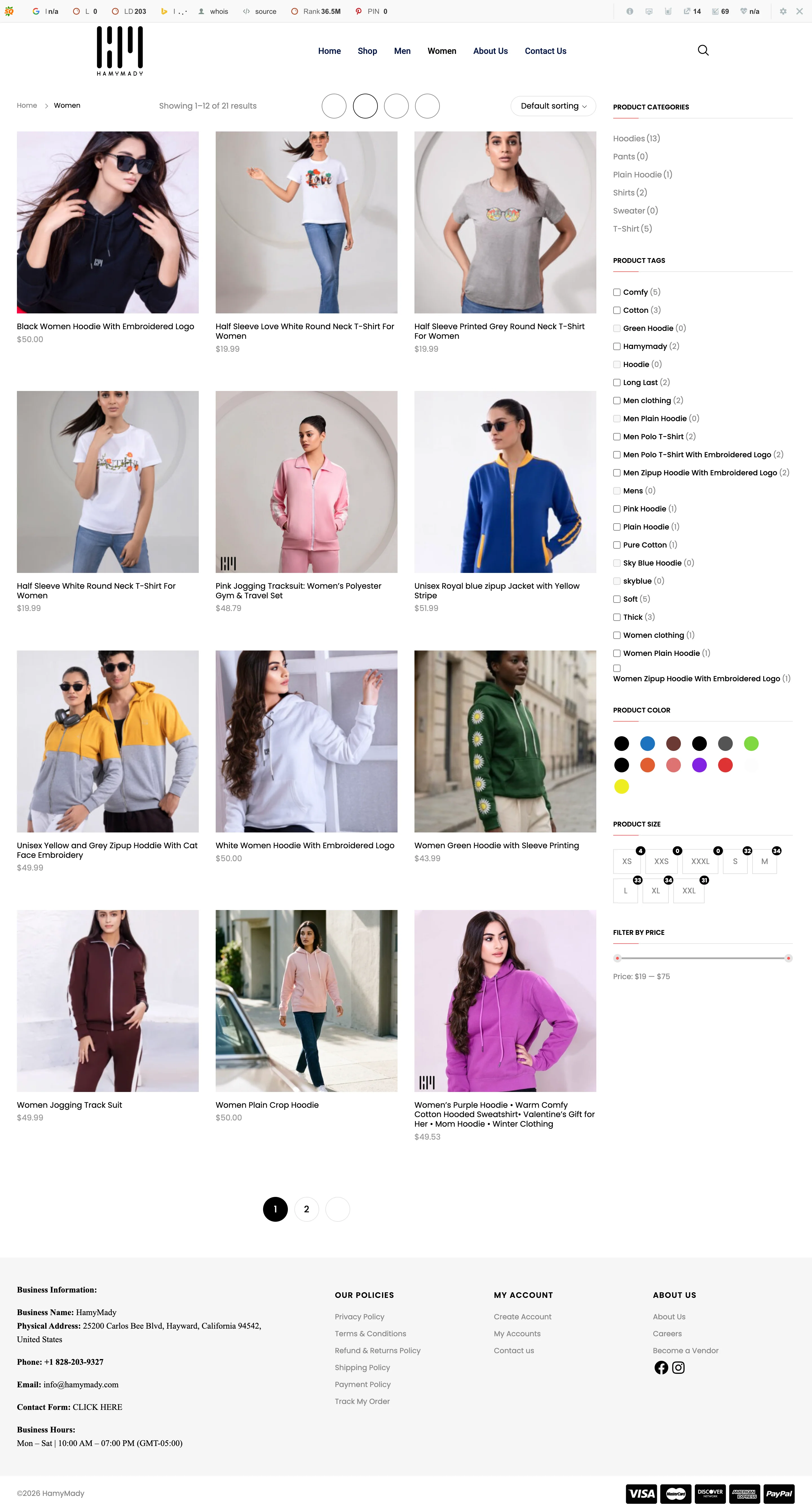 Hamy Mady online clothing store designed and developed by Apex Optimise