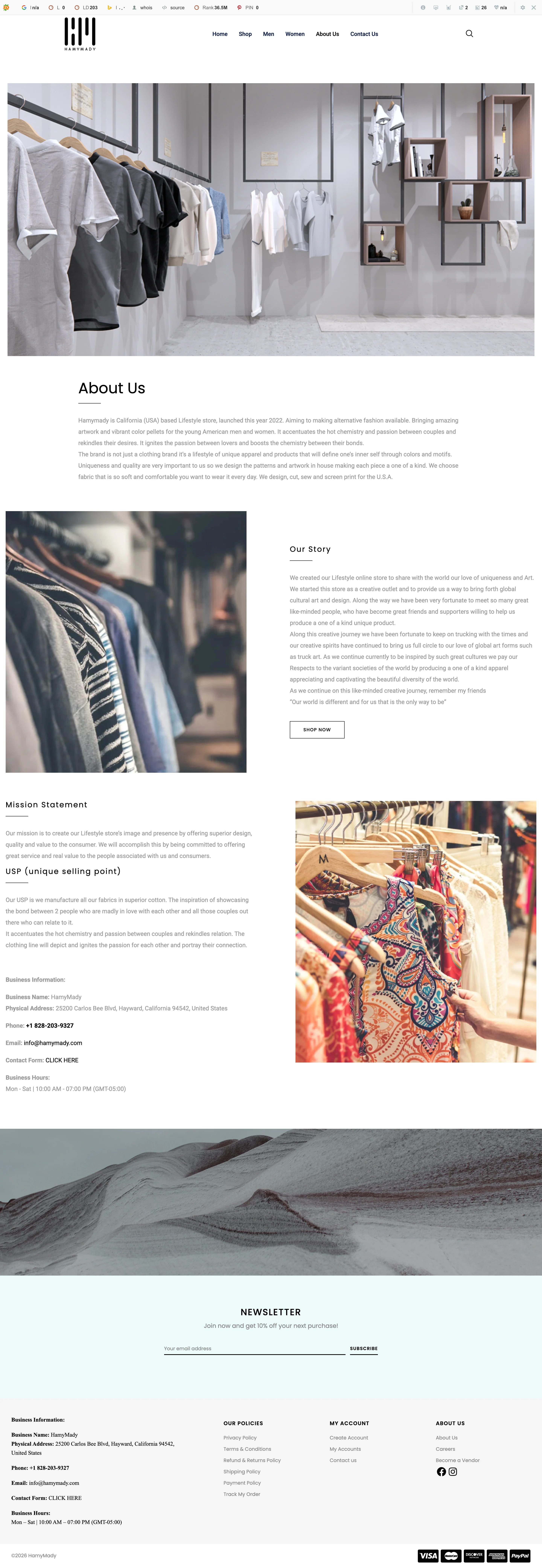 Hamy Mady online clothing store designed and developed by Apex Optimise