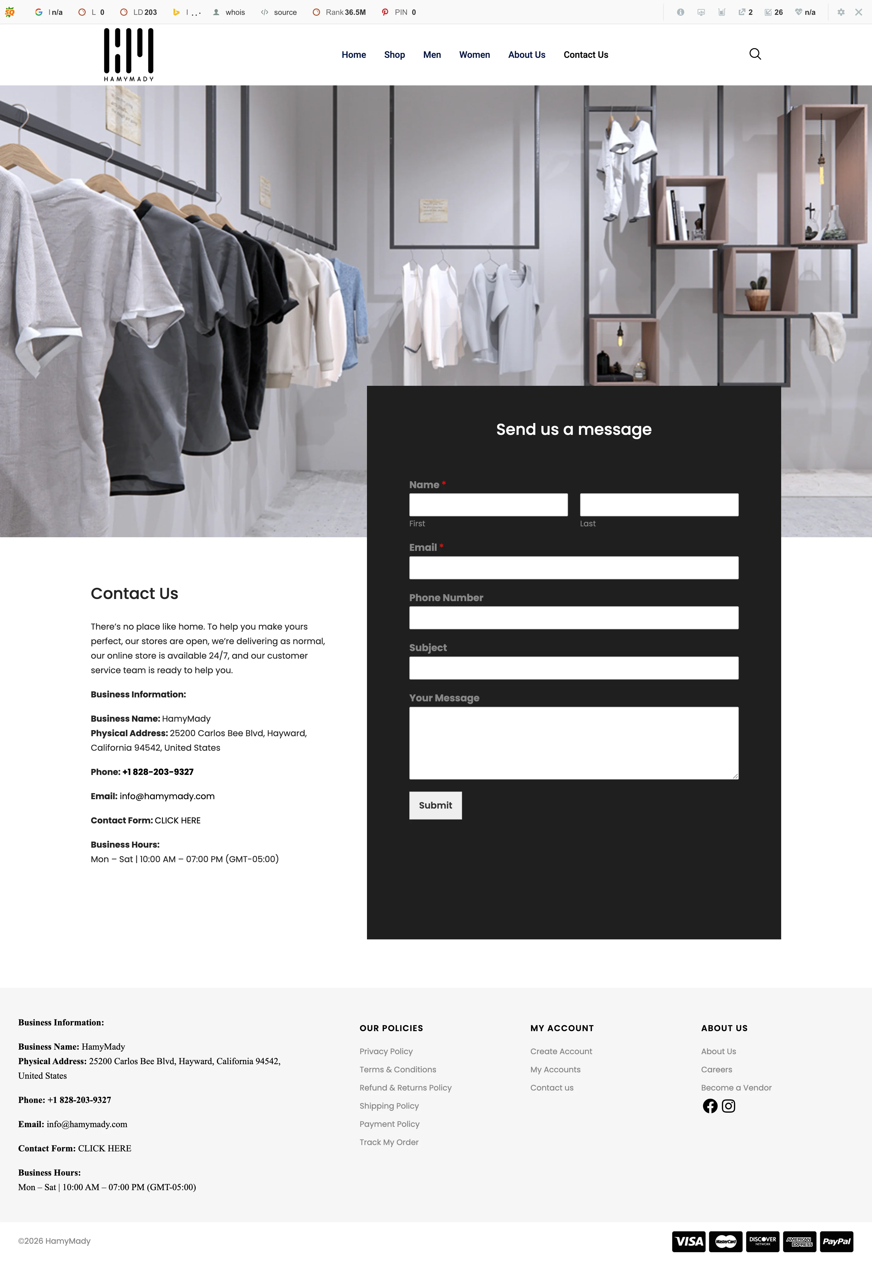 Hamy Mady online clothing store designed and developed by Apex Optimise
