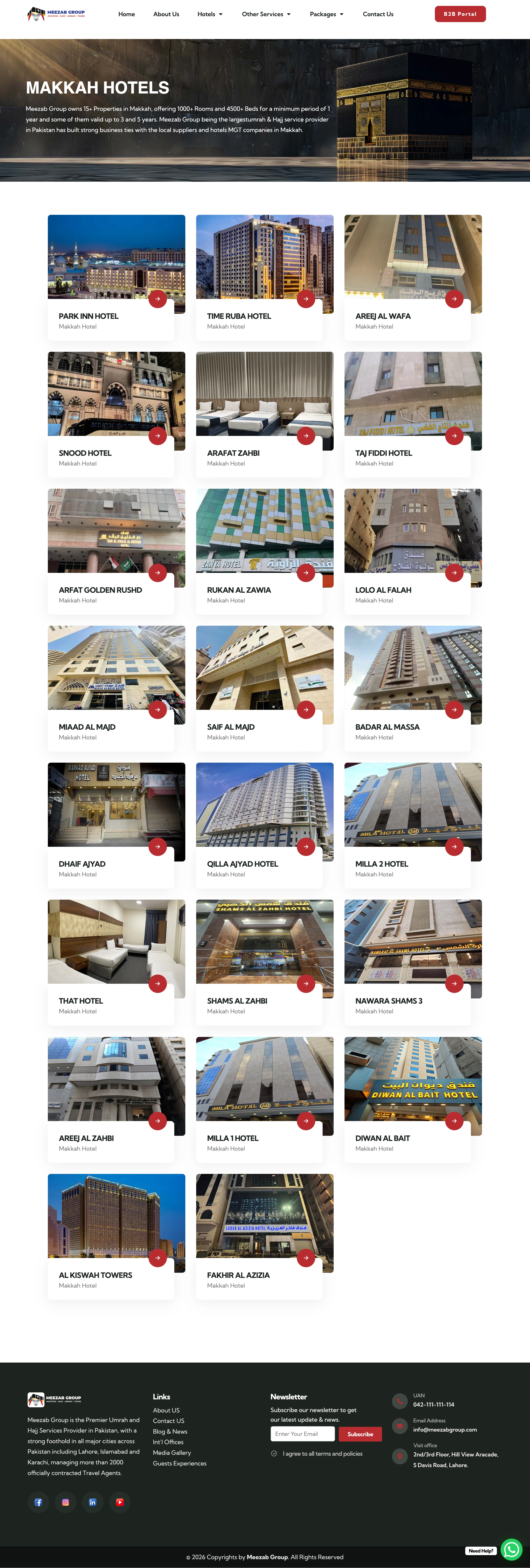 Meezab Group Hajj and Umrah travel website designed and developed by Apex Optimise