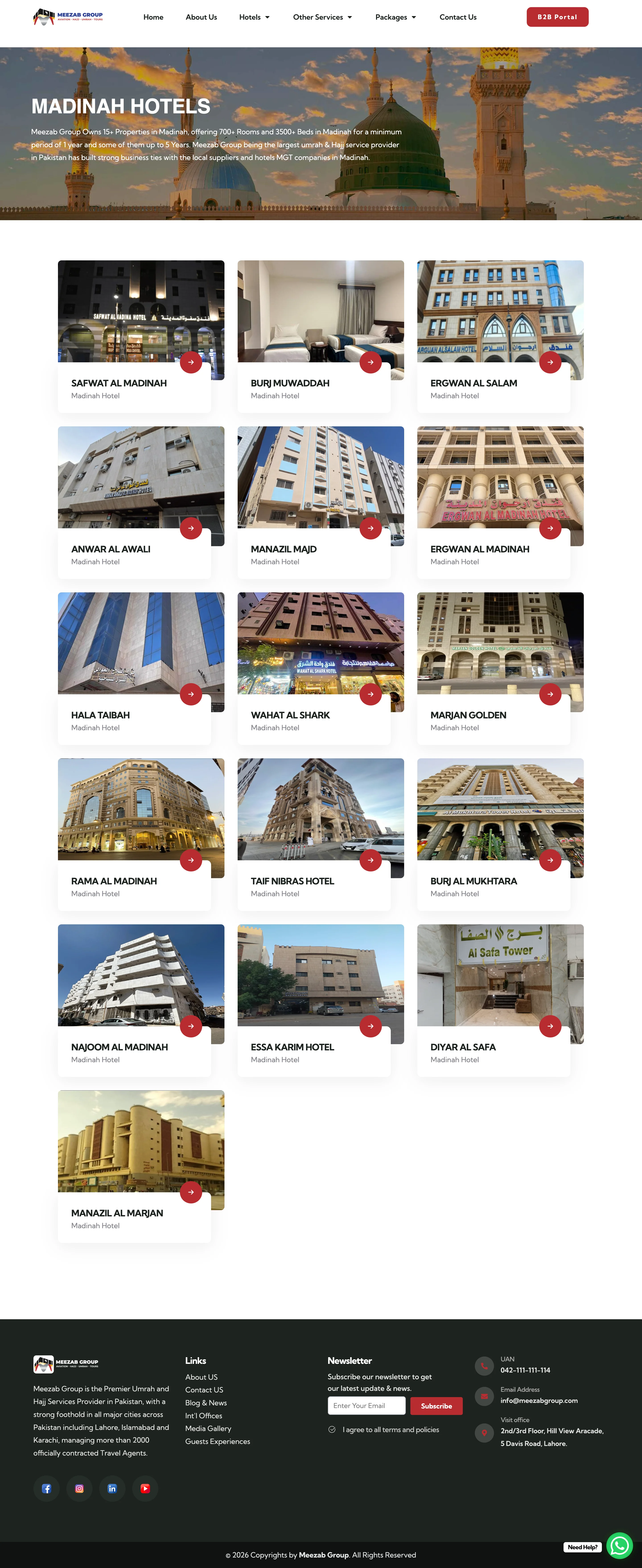 Meezab Group Hajj and Umrah travel website designed and developed by Apex Optimise