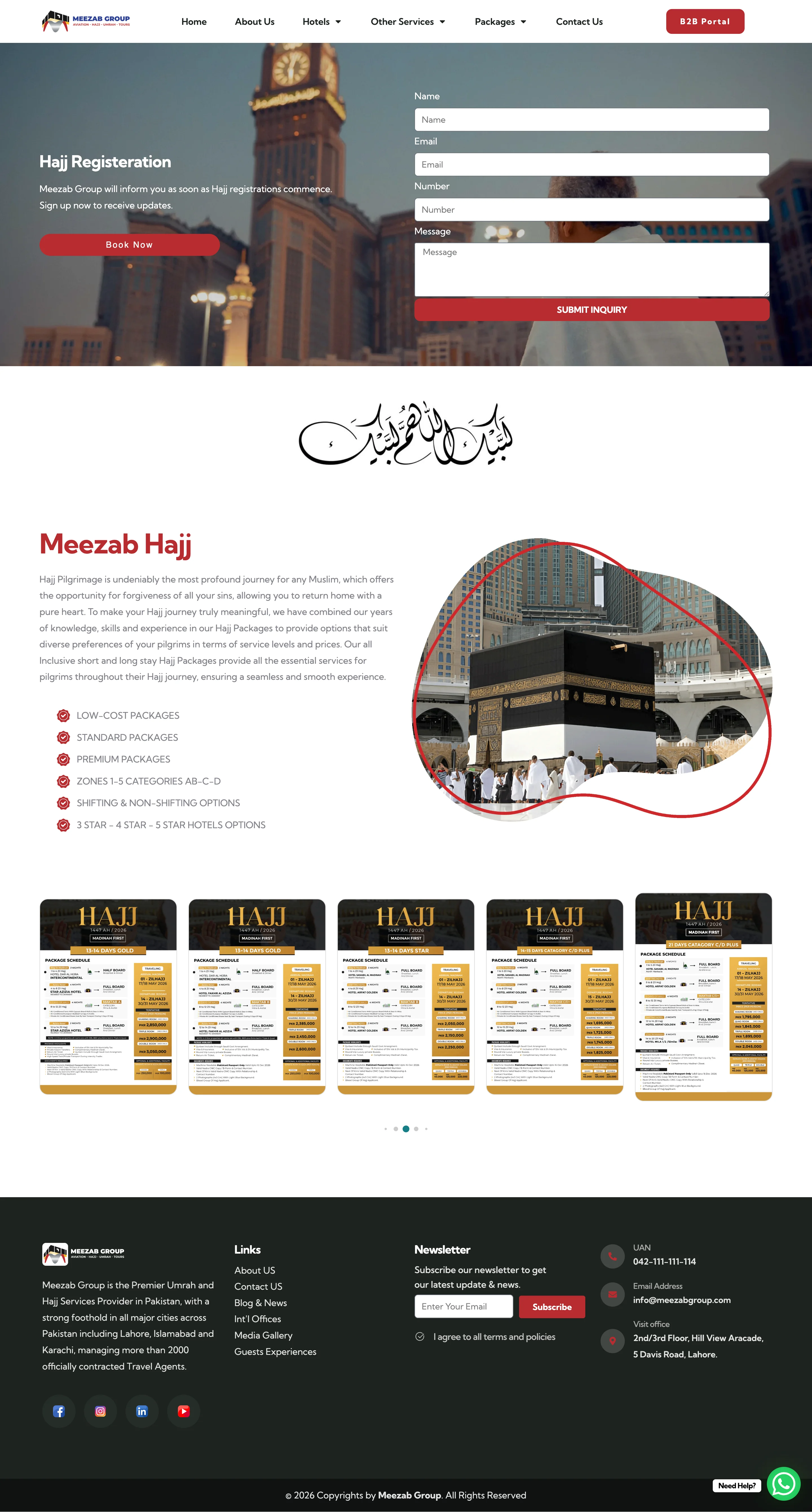 Meezab Group Hajj and Umrah travel website designed and developed by Apex Optimise