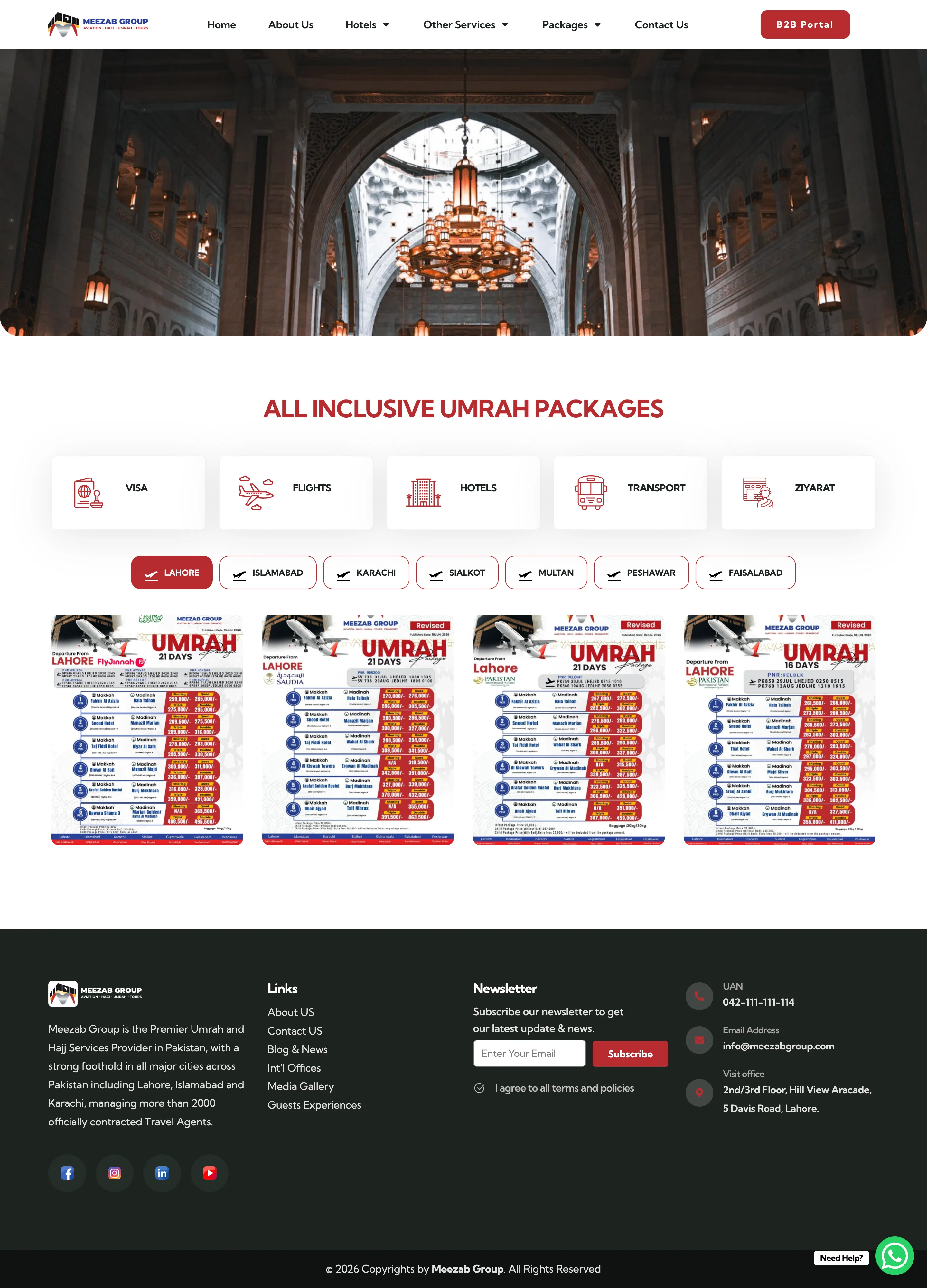 Meezab Group Hajj and Umrah travel website designed and developed by Apex Optimise