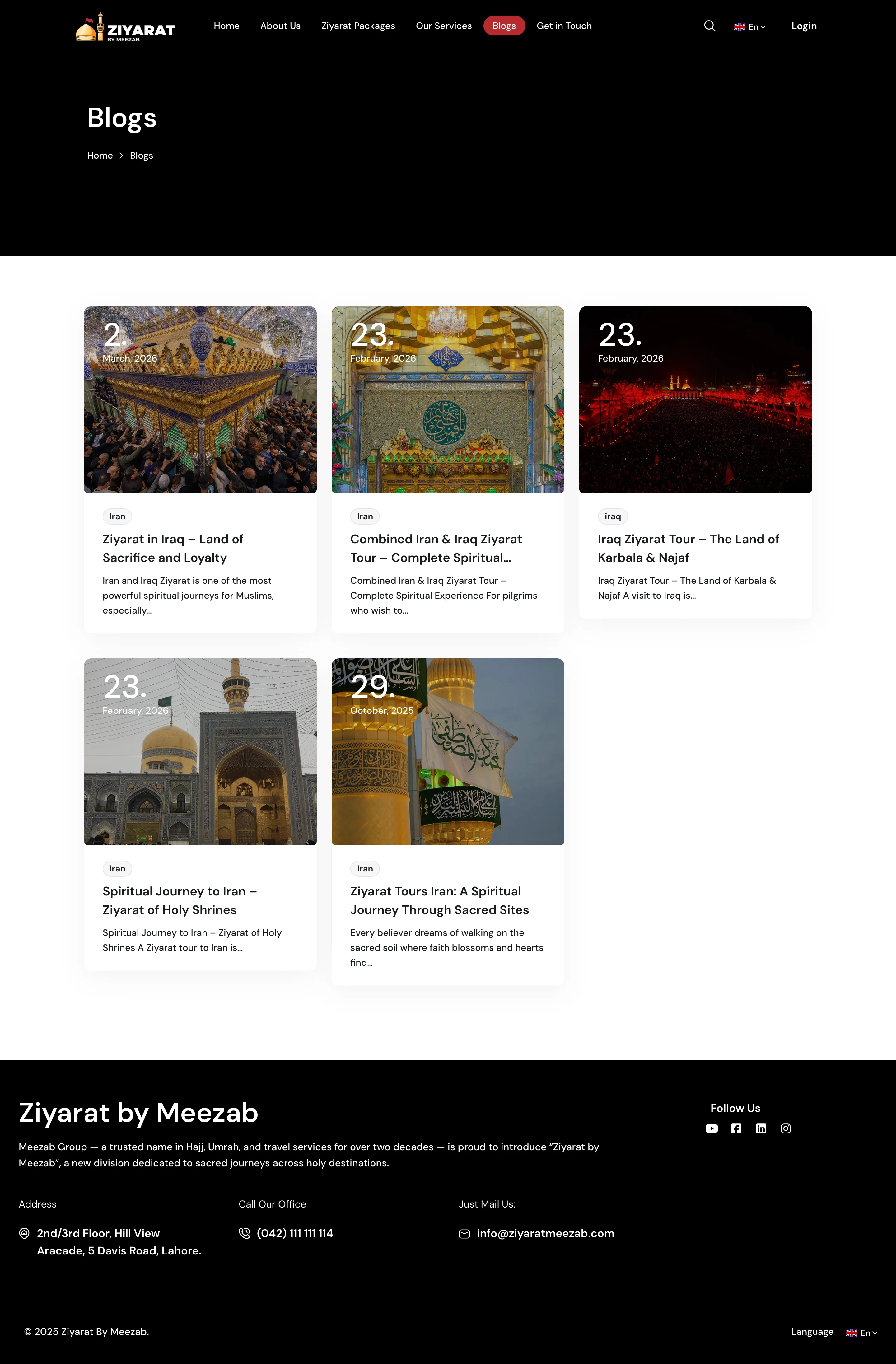 Ziyarat by Meezab Iran Iraq and Syria travel website designed by Apex Optimise